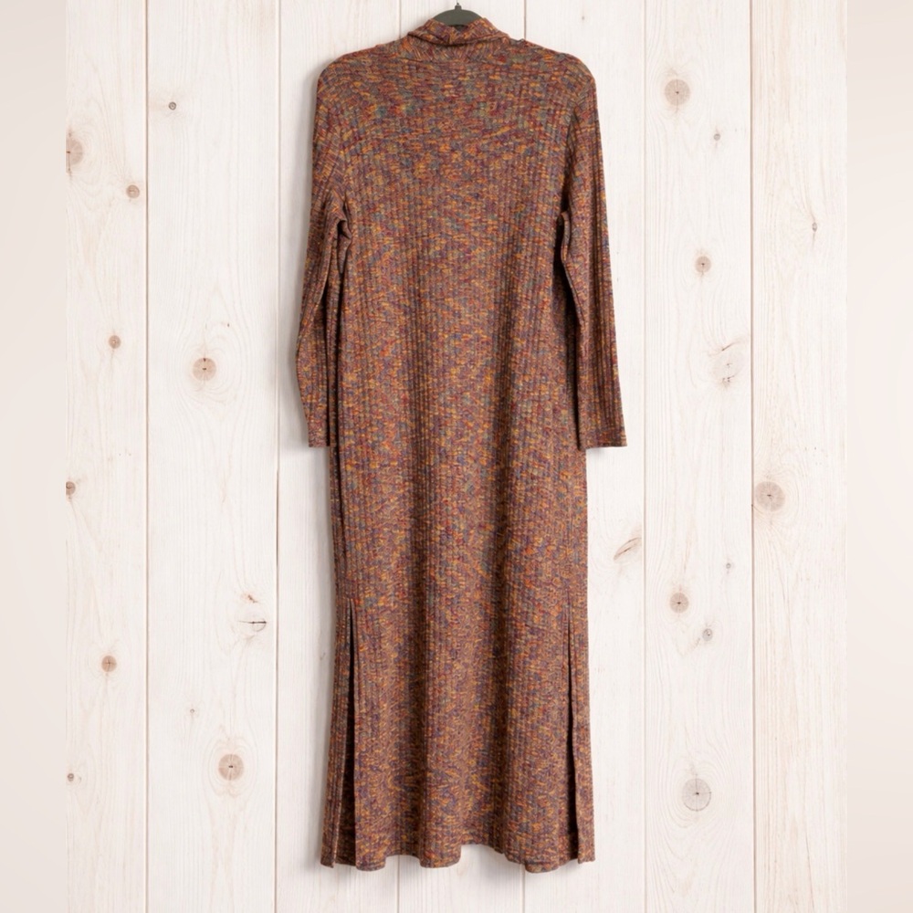 Anthro Daily Practice Cozy Marled Rainbow Stretchy Long Duster Cardigan~Size M - Picture 7 of 11